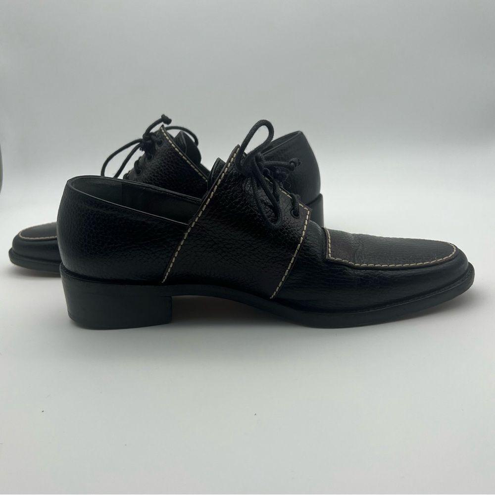 Walter Steiger Dark Brown with cream stitching Vintage Lace Up Loafers size 8 - Picture 10 of 11